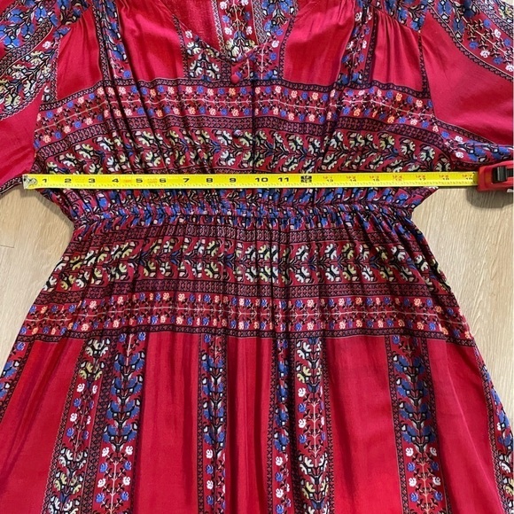 Umgee Women’s Maci Dress Large Red Blue Floral Bohemian Contemporary Cottagecore - Picture 9 of 12